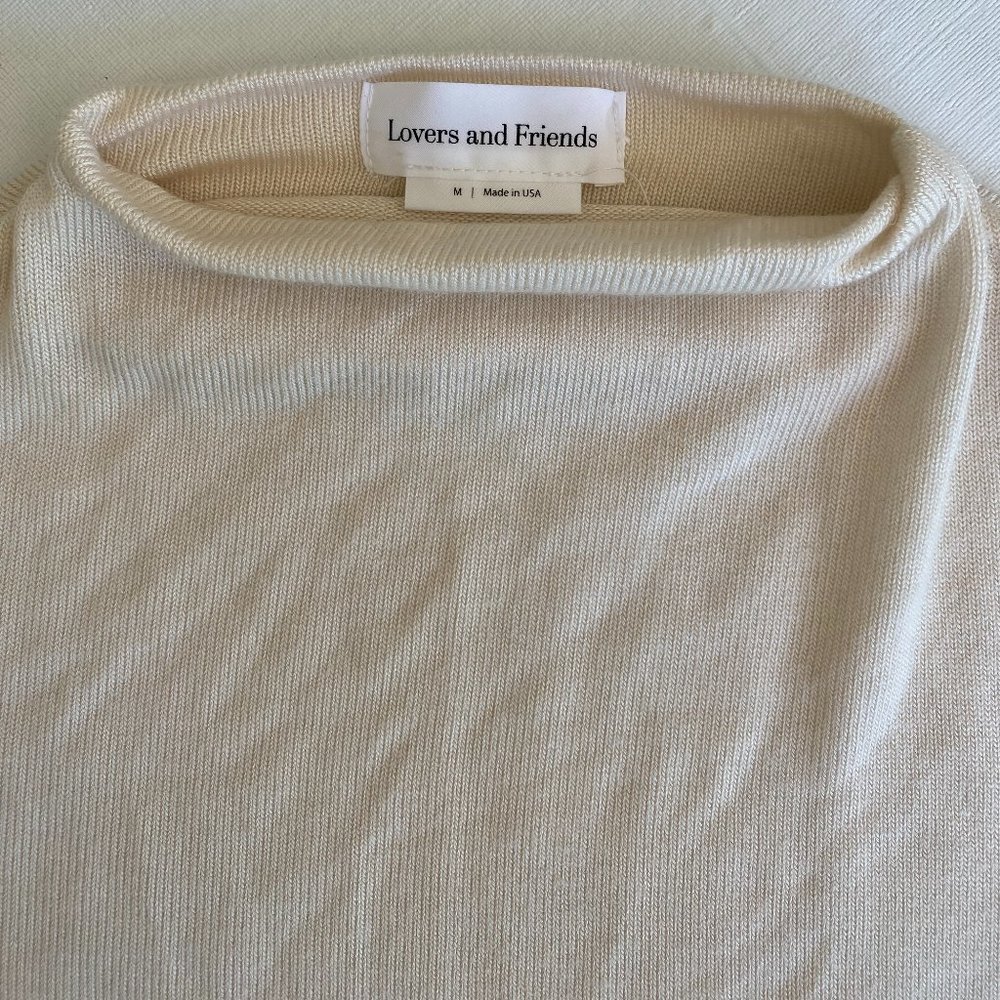 Lovers and Friends "Mandy Top" in Tan/Cream with Mock-Neck Top Size M - Picture 4 of 10